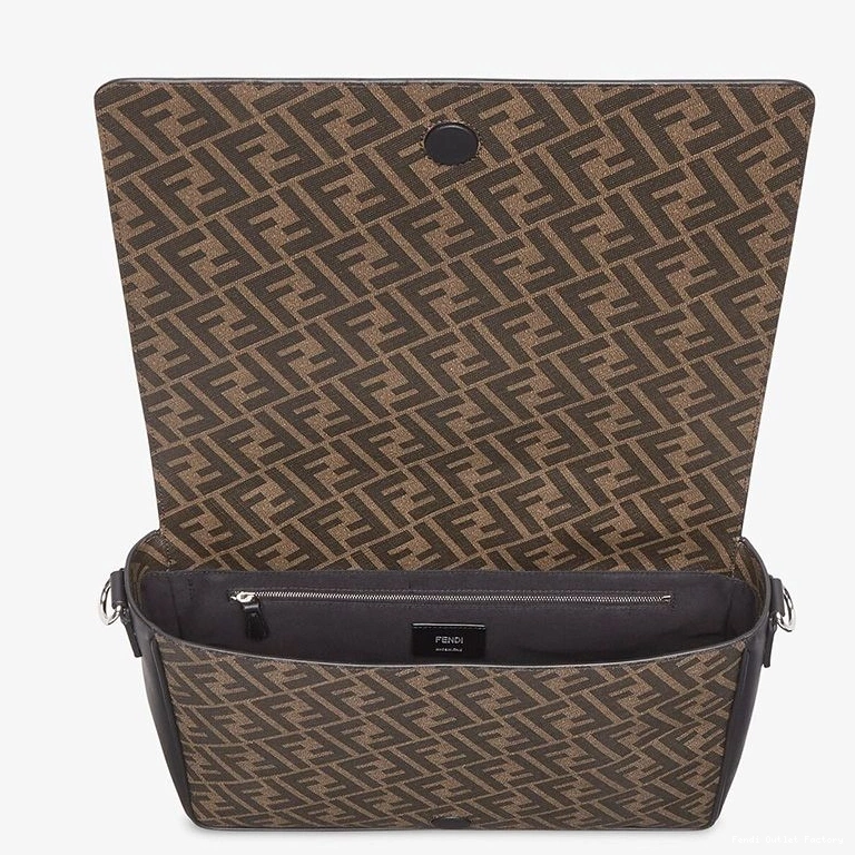 Cheap HOT Motif In Messenger Fabric Fendi FF Large Bag Brown 0818